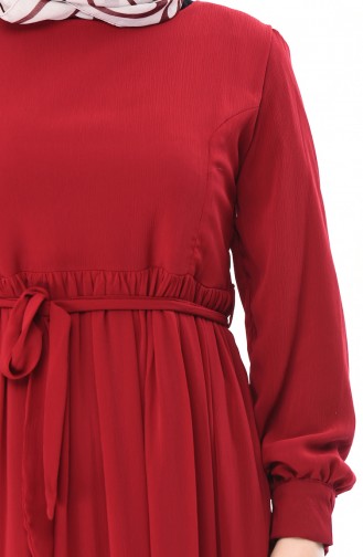 Claret Red Hijab Dress 7263-01