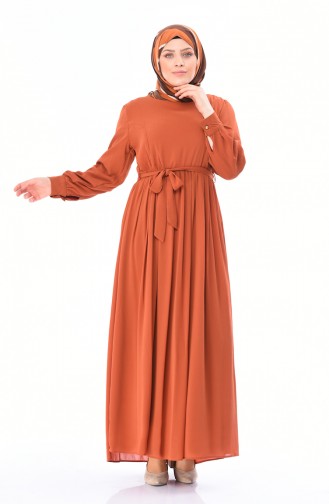 Brick Red Hijab Dress 7263-02