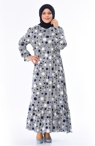 Navy Blue Hijab Dress 7264-01