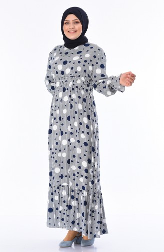 Navy Blue Hijab Dress 7264-01