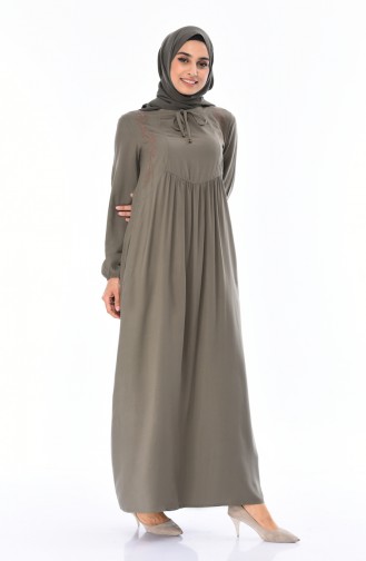 Light Khaki Green Hijab Dress 99200-04