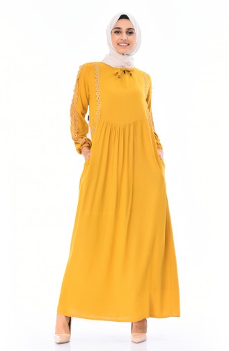 Mustard İslamitische Jurk 99203-02