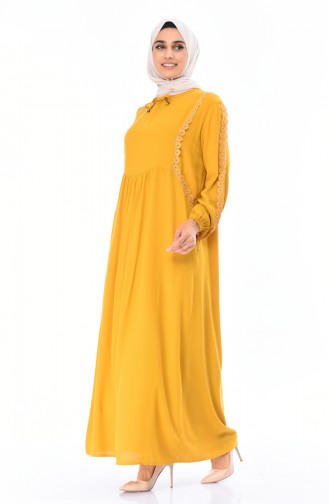 Mustard İslamitische Jurk 99203-02