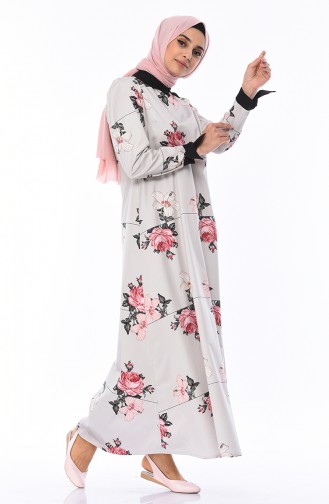 Gray Hijab Dress 1003-01