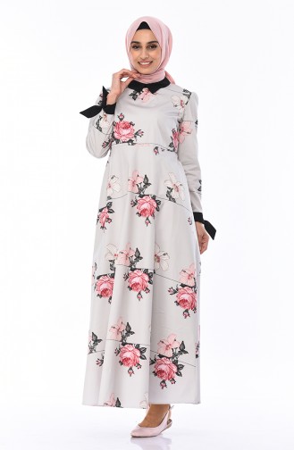 Gray Hijab Dress 1003-01