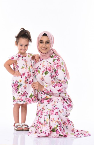 Mutter Tochter Kombination Kleid 1005-01 Puder 1005-01