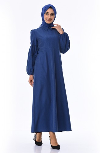 Navy Blue Hijab Dress 1007-01