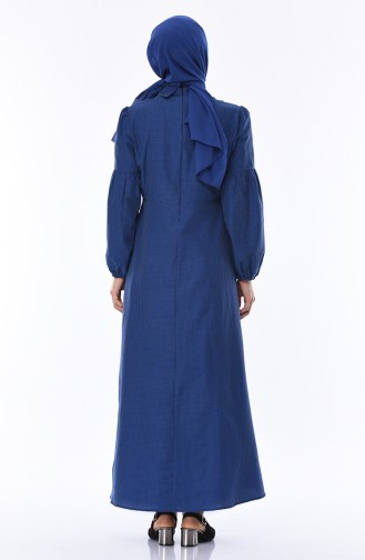 Navy Blue Hijab Dress 1007-01