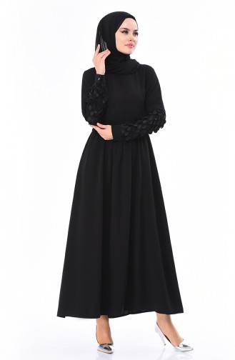 Schwarz Hijab Kleider 5004-02