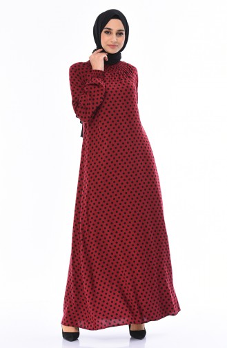 Claret Red Hijab Dress 0079-07