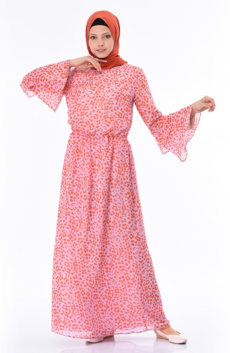 Coral Hijab Dress 60034-01