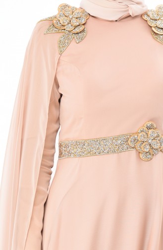 Golden Hijab Evening Dress 7061A-01