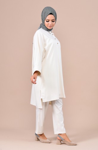 Tunik Pantolon İkili Takım 1026-07 Ekru