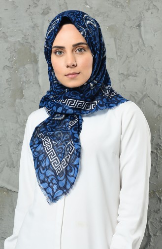 Desenli Flamlı Eşarp 901511-02 Lacivert