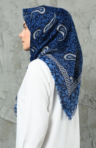 Desenli Flamlı Eşarp 901511-02 Lacivert