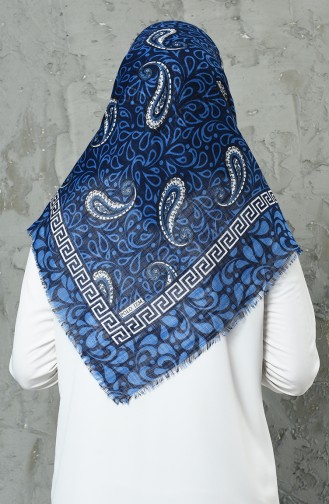Desenli Flamlı Eşarp 901511-02 Lacivert