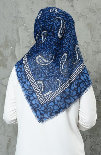 Desenli Flamlı Eşarp 901511-02 Lacivert