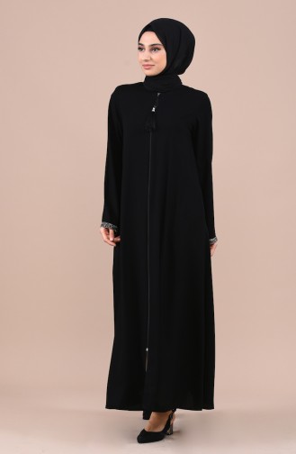 Abaya Détail Pierre 0016-01 Noir 0016-01