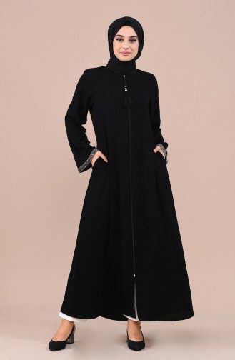 Abaya Détail Pierre 0016-01 Noir 0016-01