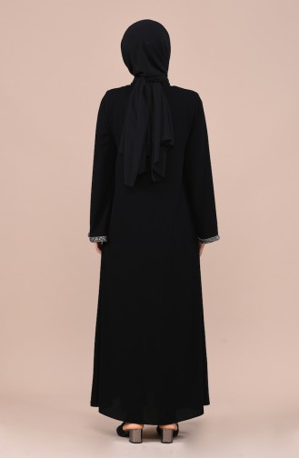 Abaya Détail Pierre 0016-01 Noir 0016-01