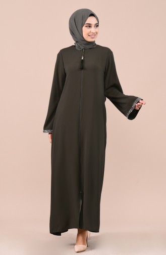 Abaya Détail Pierre 0016-02 Khaki 0016-02