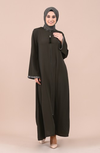 Abaya Détail Pierre 0016-02 Khaki 0016-02