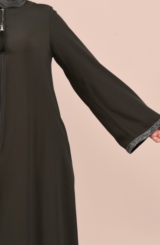 Abaya Détail Pierre 0016-02 Khaki 0016-02