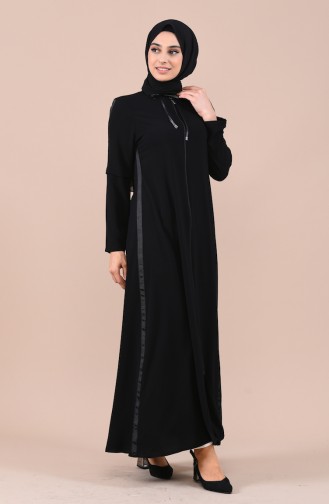Abaya a Fermeture 0017-01 Noir 0017-01