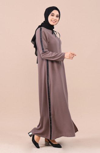 Abaya à Fermeture 0017-03 Vison 0017-03