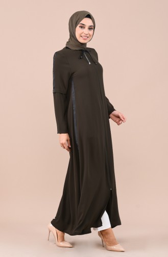 Abaya mit Reissverschluss 0017-04 Khaki 0017-04