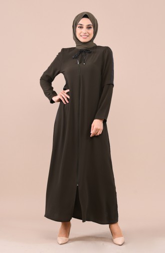 Abaya mit Reissverschluss 0017-04 Khaki 0017-04