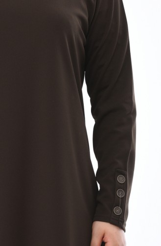 Büyük Beden Düğme Detaylı Tunik Pantolon İkili Takım 2655-01 Haki