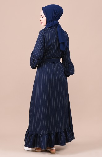 Navy Blue Hijab Dress 0708-05
