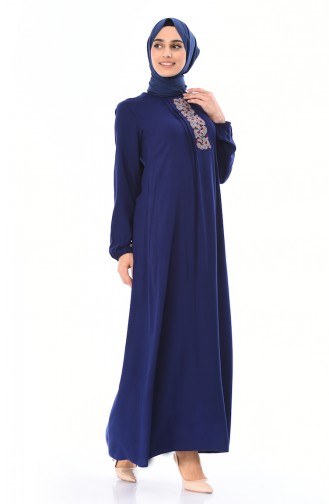 Besticktes Kleid 99201-02 Dunkelblau 99201-02
