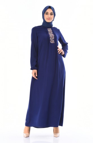 Besticktes Kleid 99201-02 Dunkelblau 99201-02