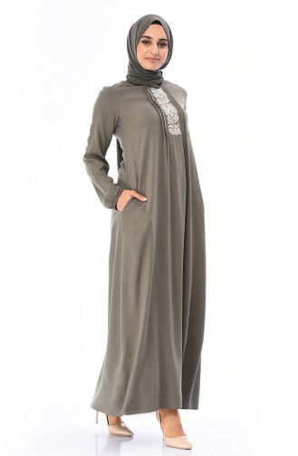 Robe Hijab Vert khaki clair 99201-04