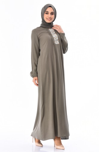 Robe Hijab Vert khaki clair 99201-04