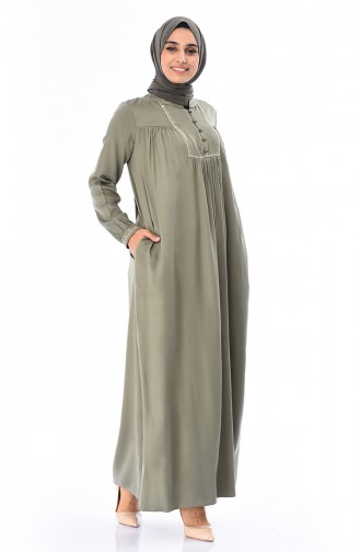 فستان أخضر كاكي باهت 99212-02
