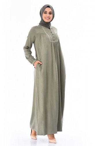 Robe Brodée 99212-02 Vert Khaki Clair 99212-02