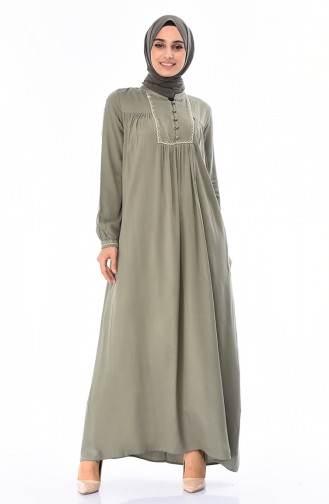 Robe Hijab Vert khaki clair 99212-02