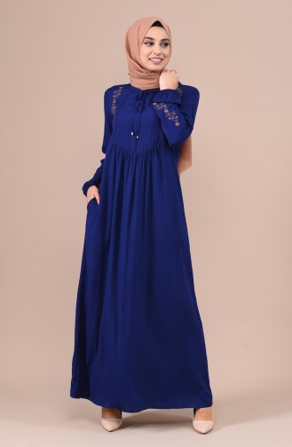 Navy Blue Hijab Dress 99200-02