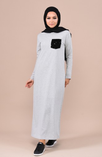 Gray Hijab Dress 4066-01
