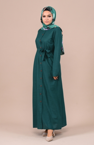 Geknöpftes sommerliches Kleid  6010-05 Smaragdgrün 6010-05