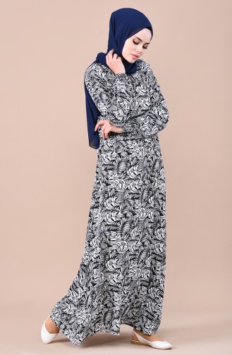 Navy Blue Hijab Dress 0078-05