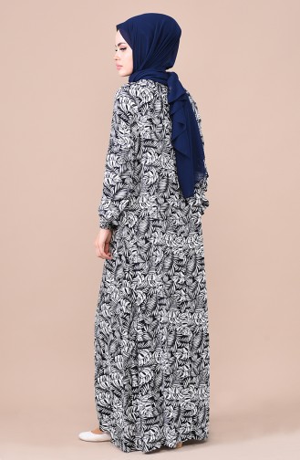 Navy Blue Hijab Dress 0078-05