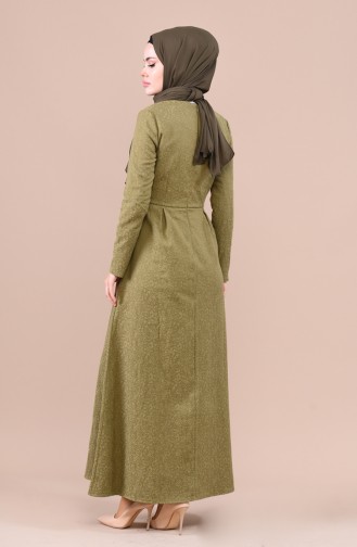 Khaki Hijab Dress 3096-01