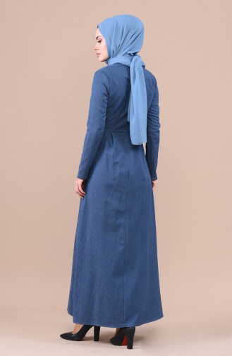 Indigo Hijab Dress 3096-02