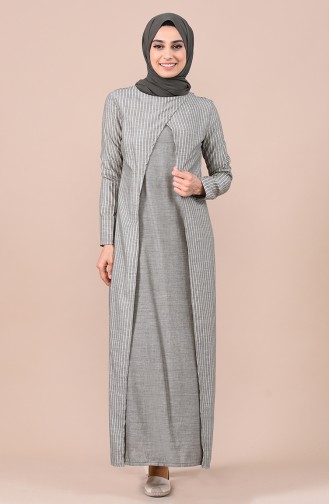 Khaki Hijab Dress 9028-05