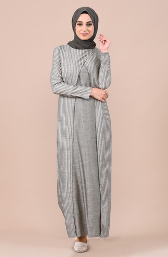 Khaki Hijab Dress 9028-05