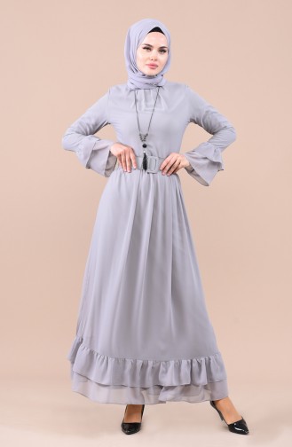 Gray Hijab Dress 4156-01